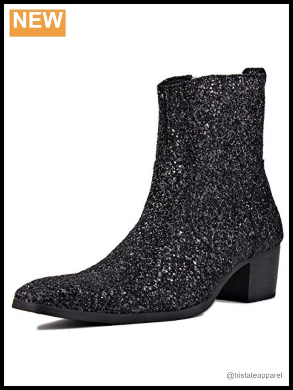 Leather Dress Boots for Men Pointed Toe Chelsea Zipper Ankle Boots